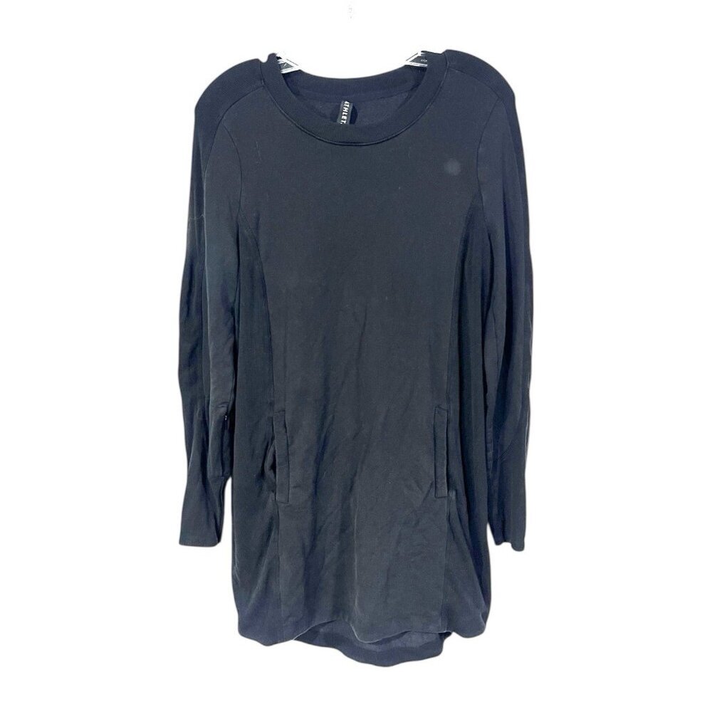 Athleta Balance Sweatshirt Dress Womens Medium Black Crew Neck Long Sleeve